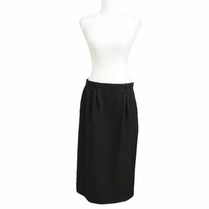 Aquascutum LONDON 100% PURE VIRGIN WOOL BLACK HIGH WAIST MIDI SKIRT - 10